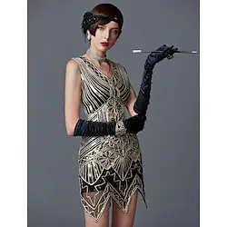 The Great Gatsby Charleston Roaring 20s 1920s Roaring Twenties Cocktail Dress Vintage Dress Flapper Dress Halloween Costumes Prom Dresses Women's Sequins Costume Vintage Cosplay Party Prom Sleeveless Lightinthebox
