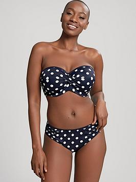 Panache Anya Riva Spot Twist Bikini Brief - Navy/Cream, Navy/Cream, Size 8, Women