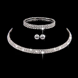 1 set Necklace Earrings For Women's Wedding Evening Party Prom Rhinestone Alloy Tennis Chain / Bracelet Lightinthebox