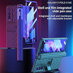 Phone Case For Samsung Galaxy Full Body Case Z Fold 3 Pencil Holder with Stand Anti-Scratch Solid Colored TPU Lightinthebox