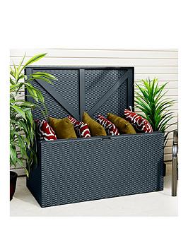 Rowlinson Anthracite Outdoor Metal Storage Deck Box - 66.5 X 132 Cm
