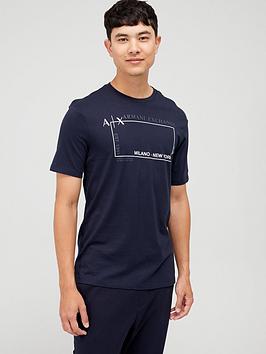 Armani Exchange Ax Milano Box Logo T-Shirt - Navy