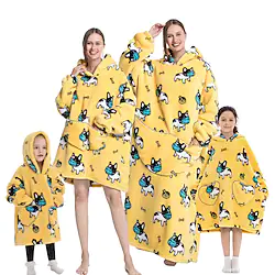 Kid's Adults' Oversized Hoodie Blanket Wearable Blanket With Pocket Mask dog Animal Onesie Pajamas Flannel Cosplay For Men's Women's Boys Christmas Animal Sleepwear Cartoon Festival / Holiday Costumes Lightinthebox