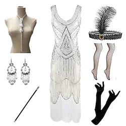 The Great Gatsby Roaring 20s 1920s Hepburn 1930s Prom Dress Cocktail Dress Vintage Dress All Seasons Flapper Dress Outfits Party Costume Christmas Dress Flapper Headband Prom Dress Halloween Costumes Lightinthebox
