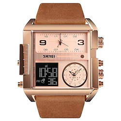 SKMEI Men's Digital Sports Watch, LED Square Large Face Analog Quartz Wrist Watch with Multi-Time Zone Waterproof Stopwatch Lightinthebox