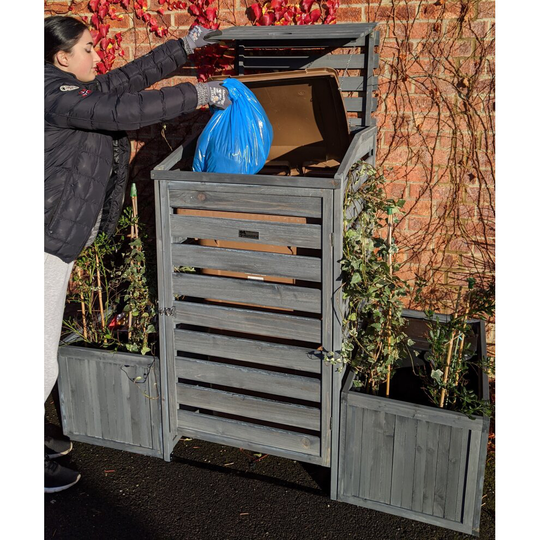 BinGarden 3-in-1 Single Wheelie Bin Store Cover +2 Recycle Recycling Box Storage