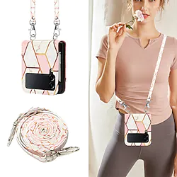Phone Case For Samsung Galaxy Handbag Purse Flip Z Flip 4 Z Flip 3 Flip with Removable Cross Body Strap Shockproof Marble PU Leather Lightinthebox