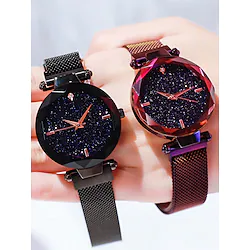 Women's Fashion Starry Sky Watches Magnet Buckle Mesh Belt Diamond Quartz Watch Women Dress Clock Quartz Watch for Women Analog Quartz Casual Alloy Lightinthebox