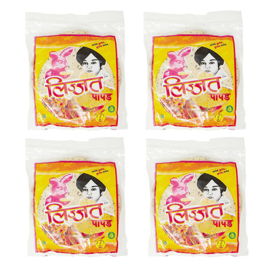 (Pack of 4) Lijjat Papad Punjabi 200g,Quick and Easy to Prepare Appetizer or Snack,Crispy and Delicious ,Made with Finest Quality Ingredients