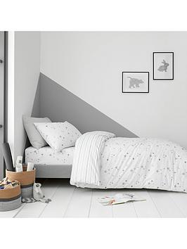 Little Bianca Stars Cotton Duvet Cover Set - White and Grey, Multi, Size Double