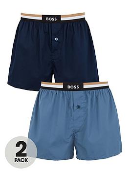 BOSS Mens Bodywear 2 Pack Boxer Shorts - Bright Blue, Bright Blue, Size L, Men