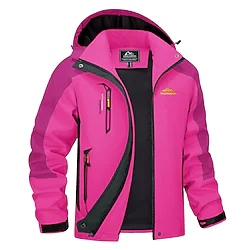 Women's Waterproof Hiking Jacket Rain Jacket Hiking Windbreaker Outdoor Thermal Warm Waterproof Windproof Breathable Outerwear Hoodie Trench Coat Hunting Fishing Climbing Red Purple Green Rose Red Lightinthebox