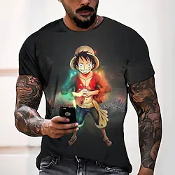 Inspired by One Piece Monkey D. Luffy T-shirt Cartoon Manga Anime Harajuku Graphic Kawaii T-shirt For Men's Women's Unisex Adults' 3D Print 100% Polyester Lightinthebox