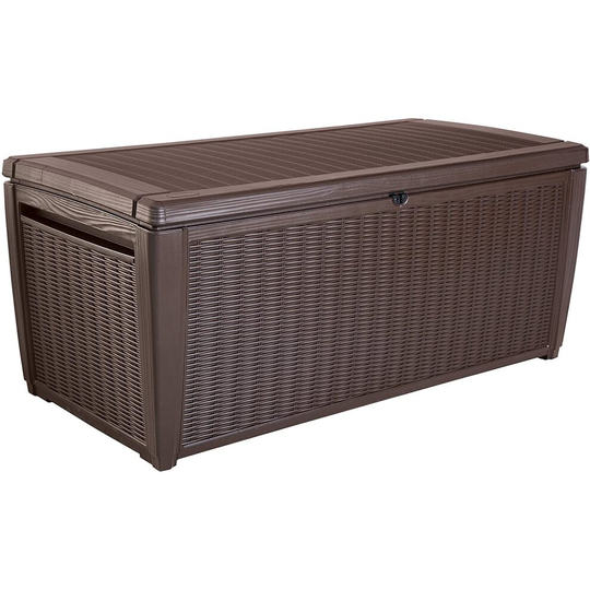 Keter Sumatra Rattan Style Jumbo Plastic Garden Storage Deck Box XL - 511 Litre Capacity