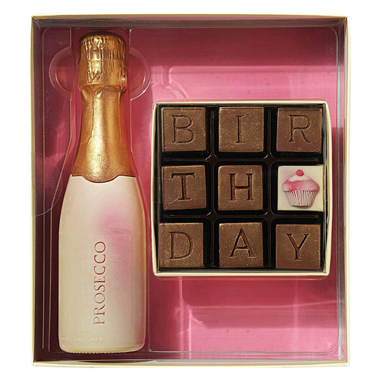Choc On Choc Belgian Chocolate Prosecco Happy Birthday Gift Box 370g