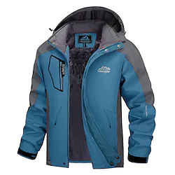 Men's Waterproof Hiking Jacket Rain Jacket Hiking Fleece Jacket Winter Outdoor Thermal Warm Fleece Lining Waterproof Windproof Outerwear Windbreaker Trench Coat Hunting Ski / Snowboard Fishing Denim Lightinthebox