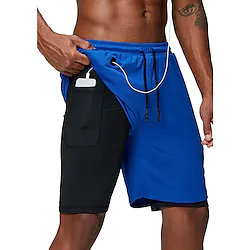 Men's Running Shorts Compression Shorts Drawstring 2 in 1 Base Layer Sports Outdoor Athletic Breathable Quick Dry Moisture Absorbent Fitness Gym Workout Marathon Sportswear Activewear Solid Colored Lightinthebox