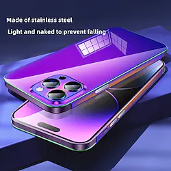 Phone Case For Apple Back Cover iPhone 14 Pro Max iPhone 14 Pro iPhone 13 Pro Max iPhone 13 Pro Portable Plating Ultra-thin Graphic Solid Colored Stainless Steel Fiber Lightinthebox