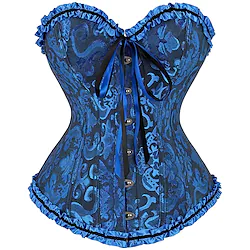 Cosplay Rococo Overbust Corset Masquerade Overbust Corset Women's Tummy Control Push Up Jacquard Costume Vintage Cosplay Party Plus Size Corset Masquerade Lightinthebox