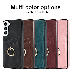 Phone Case For Samsung Galaxy Back Cover A33 S22 Ultra Plus S21 FE S20 A52 Note 10 Bumper Frame Ring Holder Card Holder Slots Solid Colored TPU PU Leather Lightinthebox