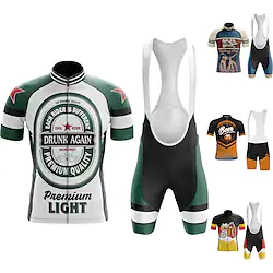21Grams Men's Cycling Jersey with Bib Shorts Cycling Jersey Set Short Sleeve Mountain Bike MTB Road Bike Cycling Black Green Royal Blue Oktoberfest Beer Bike 3D Pad Breathable Quick Dry Moisture Lightinthebox