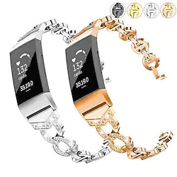 Bling Crystal Metal Stainless Steel Watch Band for Fitbit Charge 2 / Fitbit Charge 3 / Fitbit Charge 4 Replaceable Bracelet Wrist Strap Wristband Lightinthebox