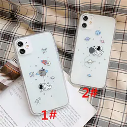 Phone Case For Apple Back Cover Ultra-thin Transparent Cartoon Playing with Apple Logo TPU Lightinthebox
