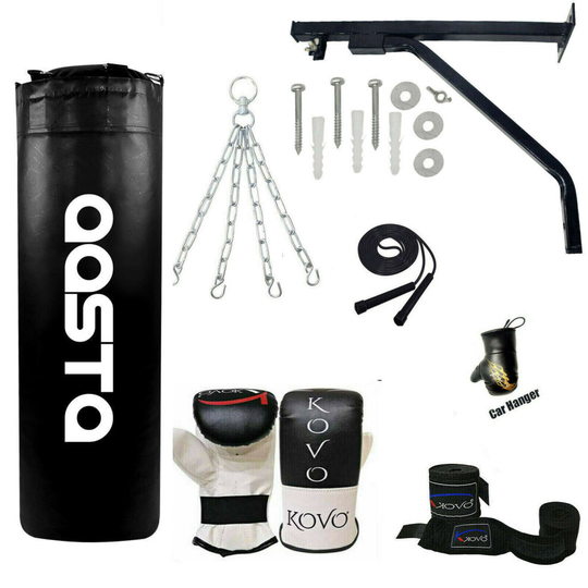 5ft Filled Heavy Punch Bag Wall Bracket Boxing Set