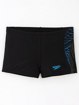 Boys, Speedo Kids Plastisol Placement Aquashort Swim Shorts - Black , Black, Size 5-6 Years
