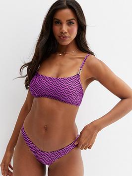 New Look Pink Monogram Scoop Neck Bikini Top