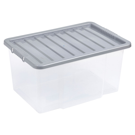 (50 Litre, Silver) Storage Boxes Stackable Container Lightweight