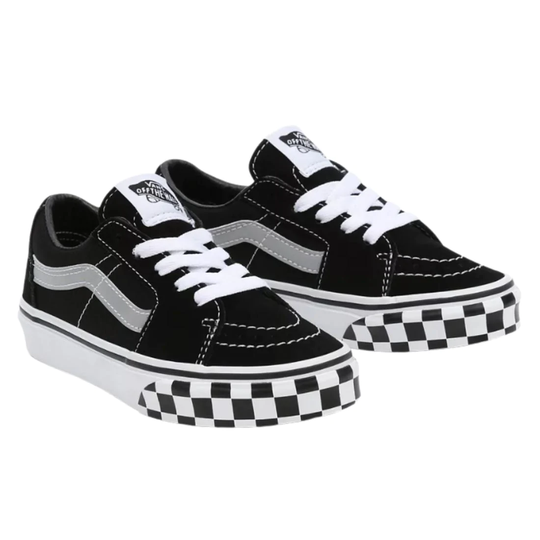 Vans Sk8-Low Kids Skate Shoes - (Reflective Sidestripe) Checkerboard/Black