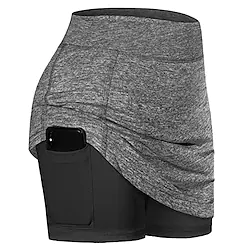 Women's Running Skirt Athletic Skorts 2 in 1 with Phone Pocket Bottoms Athletic Spandex Breathable Quick Dry Moisture Wicking Gym Workout Running Jogging Sportswear Activewear Solid Colored White Lightinthebox
