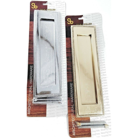 (Chrome) HEAVY SPRUNG Georgian Letter Plate Box Postal Solid Brass & Chrome 10" x 3"