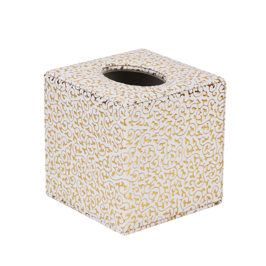 (Gold) Tissue Box Carved Cube Napkin Dispenser