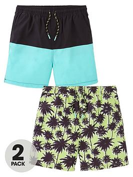 V By Very Boys 2 Pack Tropical/ Cut And Sew Recycled Swim Shorts - Multi