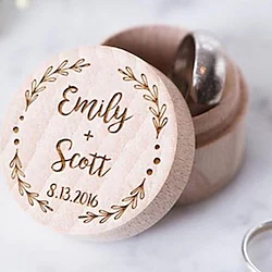 Personalized Ring Boxes Wood Necklace Cylinder Engraved Lightinthebox
