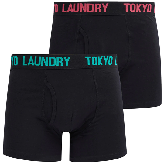 Mens Underwear Sadler (2 Pack) Boxer Shorts Set in Simply Green / Raspberry - Tokyo Laundry / XL - Tokyo Laundry
