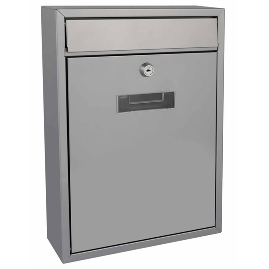 Perel Mailbox Ibiza Silver Outdoor Home Lockable Mail Letter Post Box BG40003