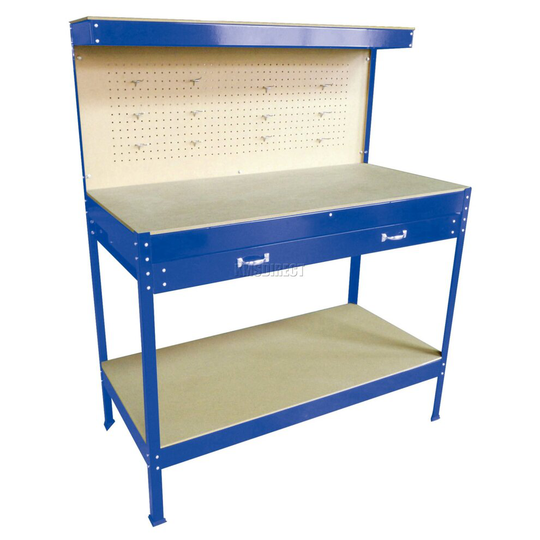(Blue) SwitZer Steel Garage Tool Box Work Bench Storage Pegboard Shelf DIY Workshop