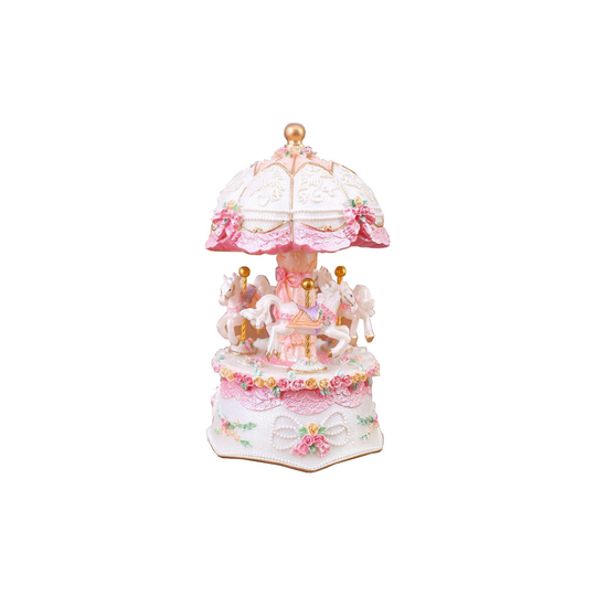 (White) Light Up Carousel Music Box