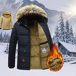 Men's Winter Coat Parka Street Casual Outdoor clothing Winter Fall Regular Coat Regular Fit Thermal Warm Windproof Quick Dry Traditional / Vintage Casual Daily Windbreaker Jacket Long Sleeve Pure Lightinthebox