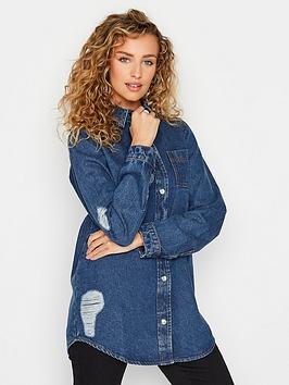 Long Tall Sally Rip And Repair Denim Shirt