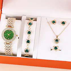 Woman Watch Set Luxury Brand Crystal Jewelry Sets for Girlfriend Gifts Women Quartz Watches Earrings 5Pcs Set Women's Mother's Lightinthebox