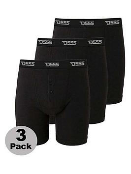 D555 Cotton Boxer Shorts (3 Pack) - Black, Black, Size 2Xl, Men