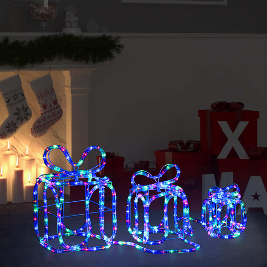 vidaXL Christmas Decoration Gift Boxes with 180 LEDs Indoor Outdoor Gift Boxes