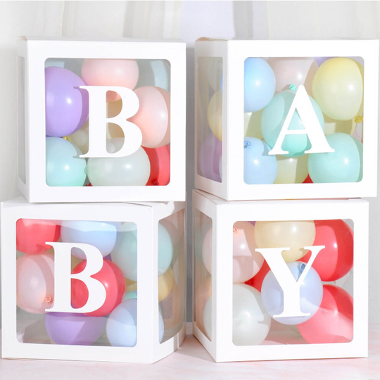 4PCS Baby Showers Party Decorations Transparent Cardboard Box Gift