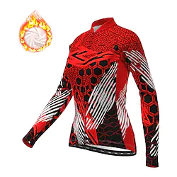 21Grams Women's Cycling Jacket Cycling Jersey Long Sleeve Winter Bike Jacket Top with 3 Rear Pockets Mountain Bike MTB Road Bike Cycling Thermal Warm Fleece Lining Warm Breathable Green Yellow Red Lightinthebox
