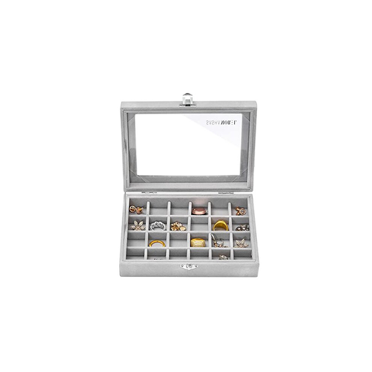 Sasha Morel Multi-Function Slot Velvet Glass Jewellry Box Organizer Case Tray Holder Earrings Storage Box (24 Slot)