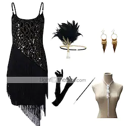 The Great Gatsby Roaring 20s 1920s Cocktail Dress Vintage Dress Flapper Dress Outfits Masquerade Prom Dress Halloween Costumes Prom Dresses Women's Tassel Fringe Costume Vintage Cosplay Party Prom Lightinthebox